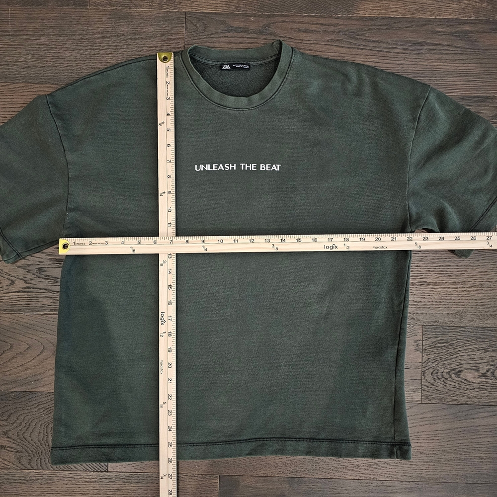 Zara Dark Green Technofunk Tee Oversize - Picture 5 of 6